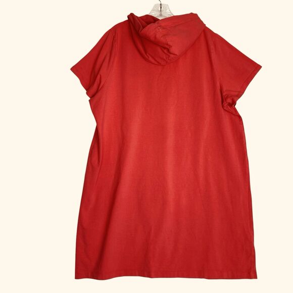 Calvin Klein Hooded Sweatshirt Dress 2X Pink Short Sleeve Relaxed - Picture 2 of 7